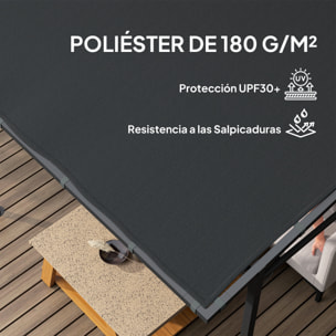 Pérgola de Pared 2,4x2,4 m Cenador de Jardín con Techo Inclinado Protección UV 30+ Impermeable y Marco de Metal para Patio Terraza Balcón Gris Oscuro