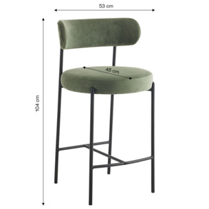 Lot de 2 tabourets de bar en velours côtelé - EVORA