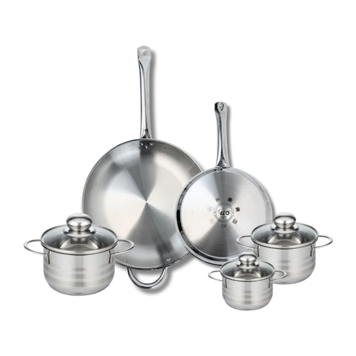 Ensemble de 2 Poêles de cuisson 24 et 32 cm et 3 faitouts 12, 14 et 16 cm Elo Profi Brillant