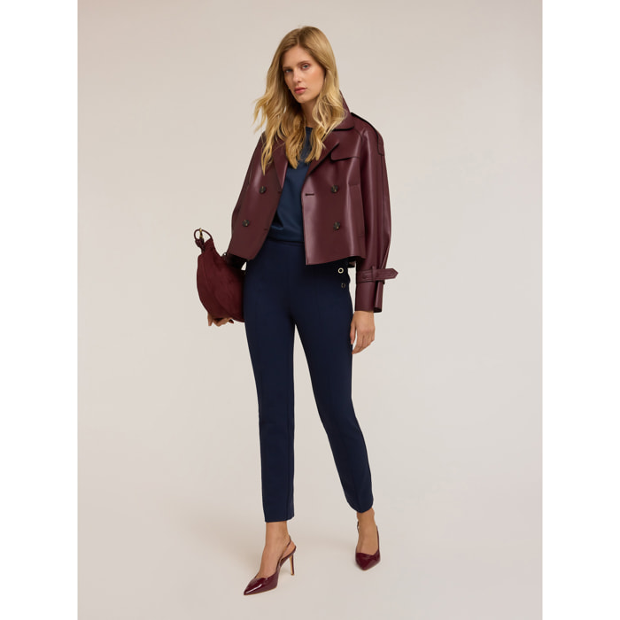 Motivi - Pantaloni regular con motivo occhielli - Blu