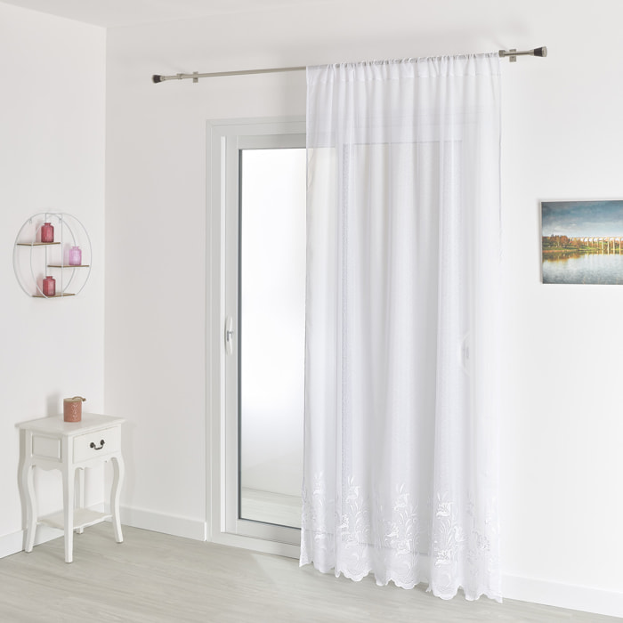 Voilage sablé base brodée - Blanc