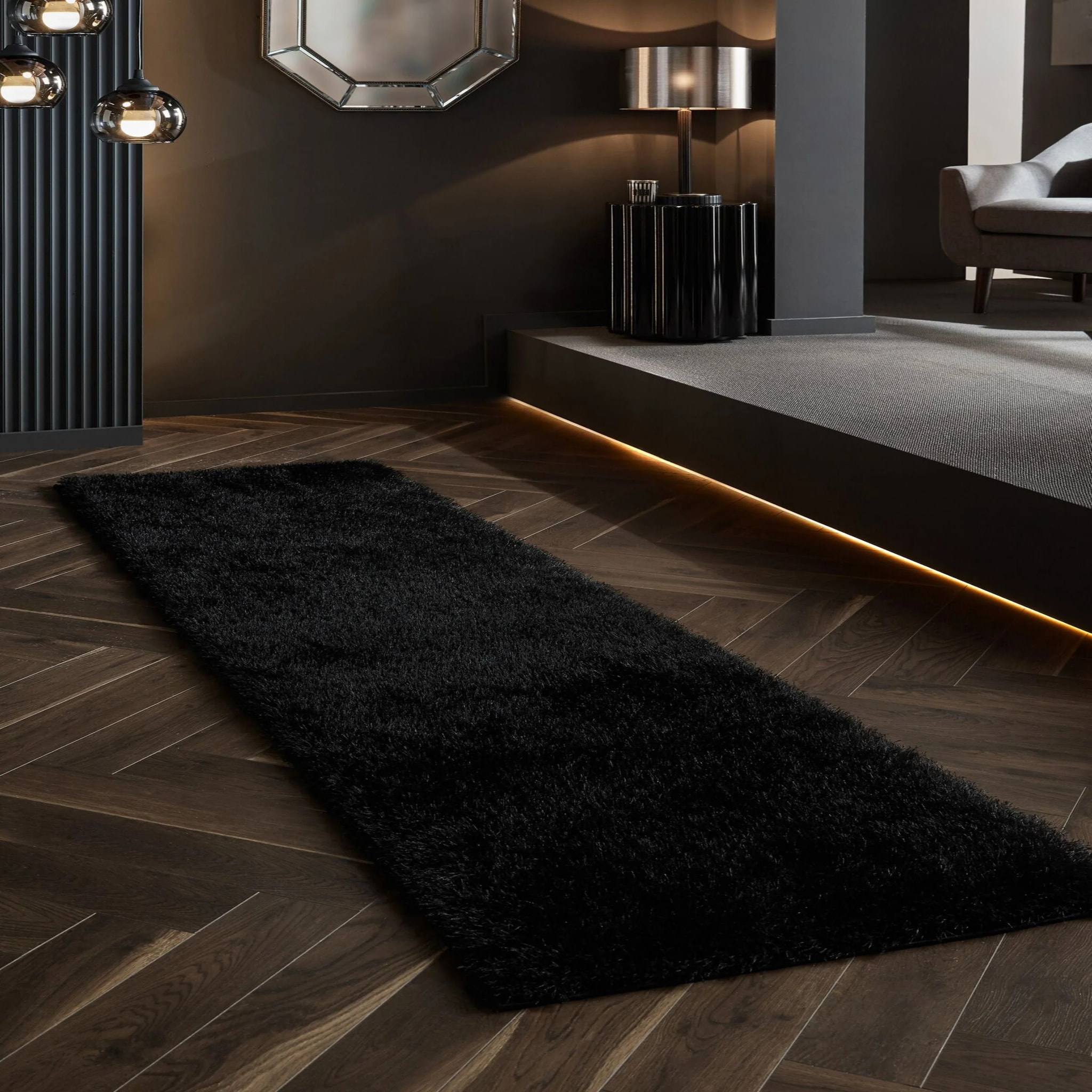 Tapis de couloir SHAGGY Noir