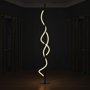Lampadaire LED Tomasucci ROPE, métal noir mat et acrylique blanc, 150 cm, 30W, lumière blanc neutre