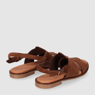 Sandalias de Serraje - Nogal - Tacón: Bajo
