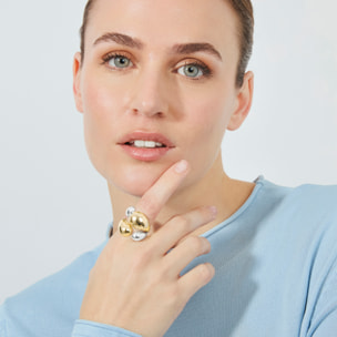 Anillo Towio acabado plata y oro amarillo 18k