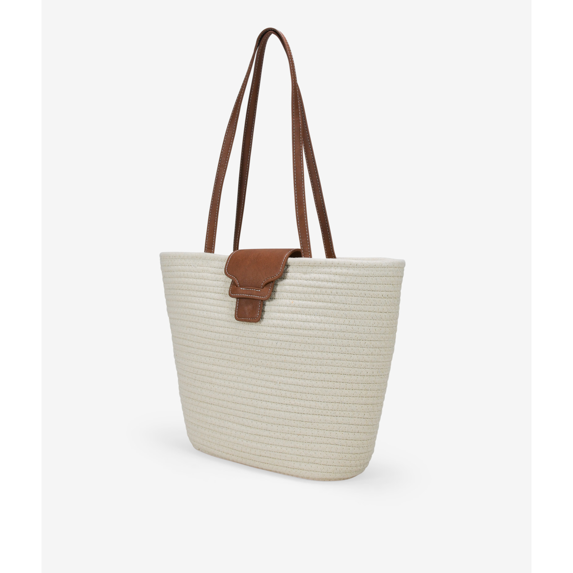 Bolso de hombro beige con solapa