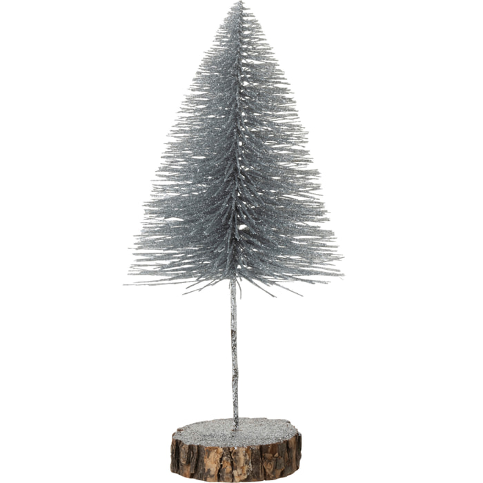 J-Line décoration Sapin De Noël Paillettes - plastique - argent - large - 2 pcs