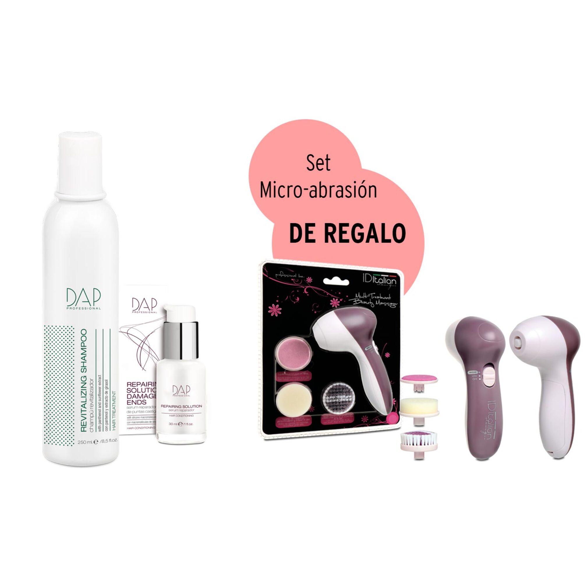 pack revitalizador del cabello + set micro abrasion facial de regalo