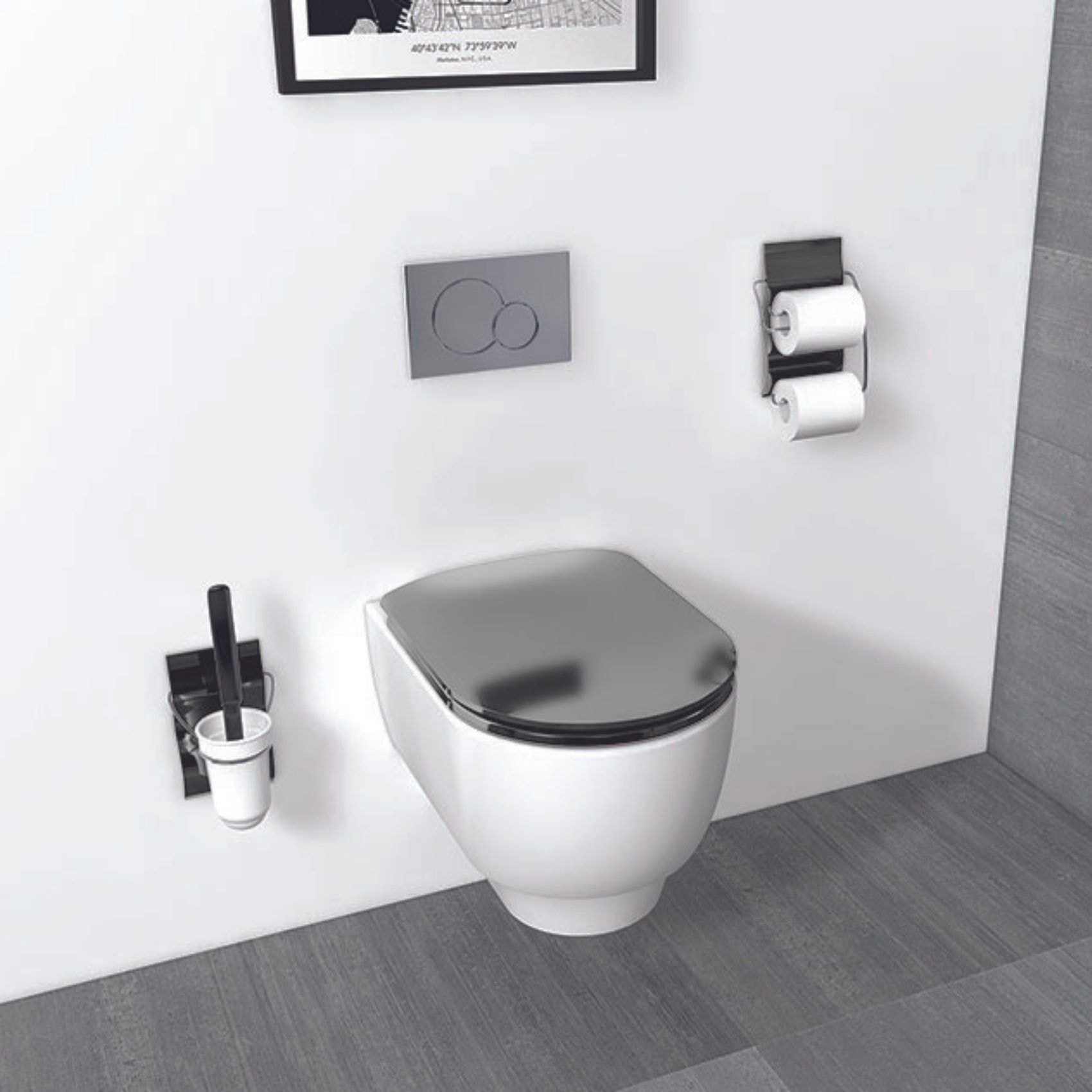 Abattant wood slim déclipsable  - Effet métal précieux - Gris anthracite