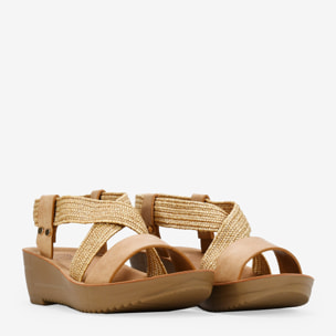 Sandalias de esparto marrones con cuña