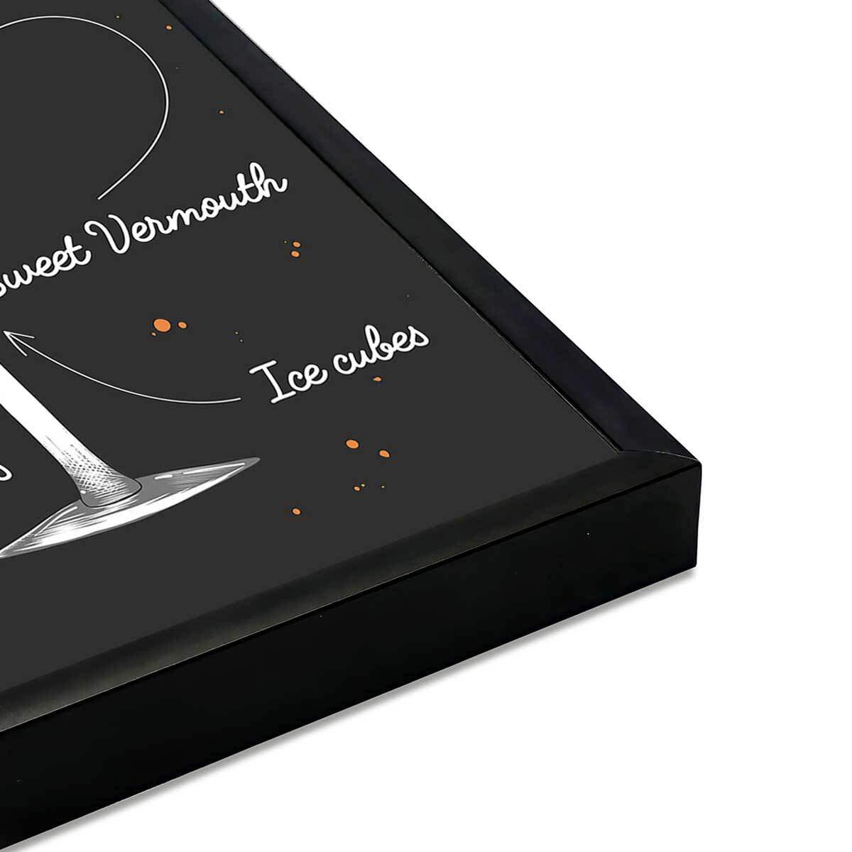 Affiche encadrée cocktail Manhattan Affiche + cadre en métal - Noir