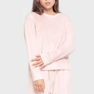Pigiama in velluto super soft tinta unita rosa cipria