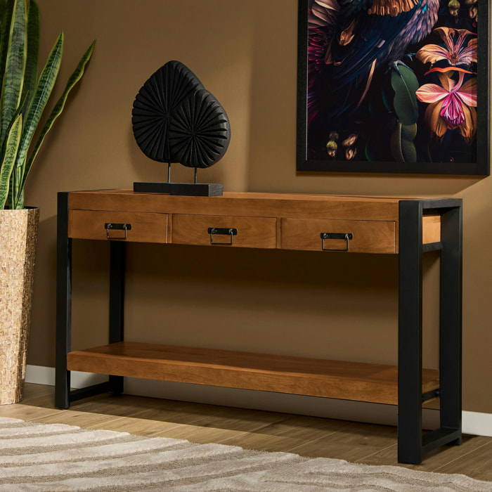 Console longue bois métal 150 cm MILORA