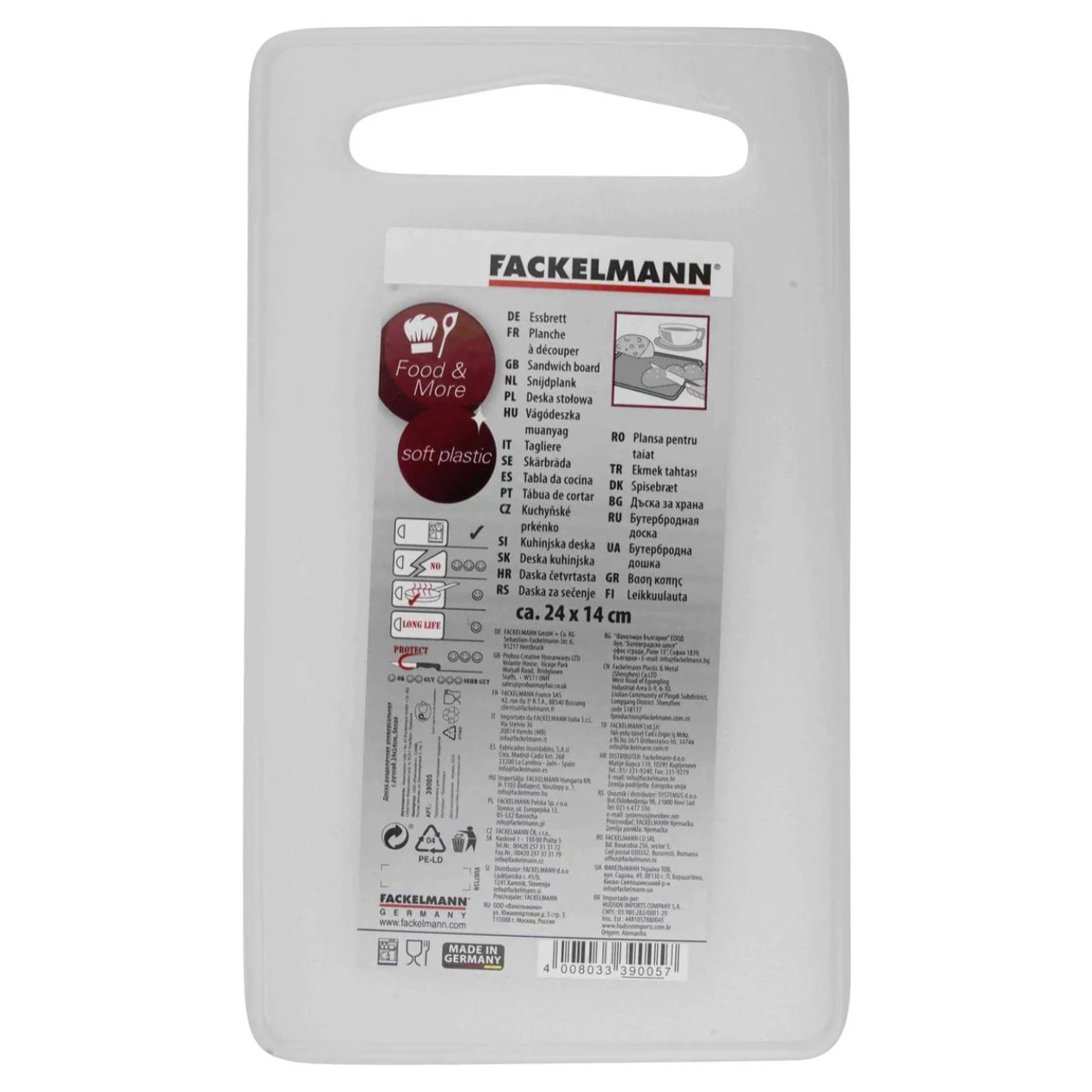 Planche à découper en plastique 24 x 14 cm Fackelmann