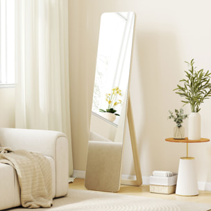 Miroir sur pied et mural rectangulaire dim. 37L x 43l x 156H cm verre MDF bois clair