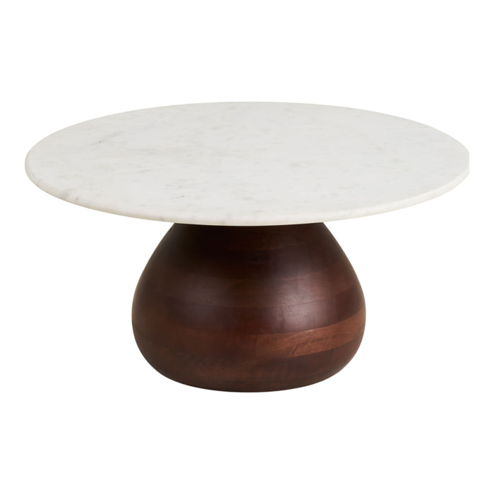 Tavolino da salotto Heide in legno di mango e marmo bianco ø70 cm