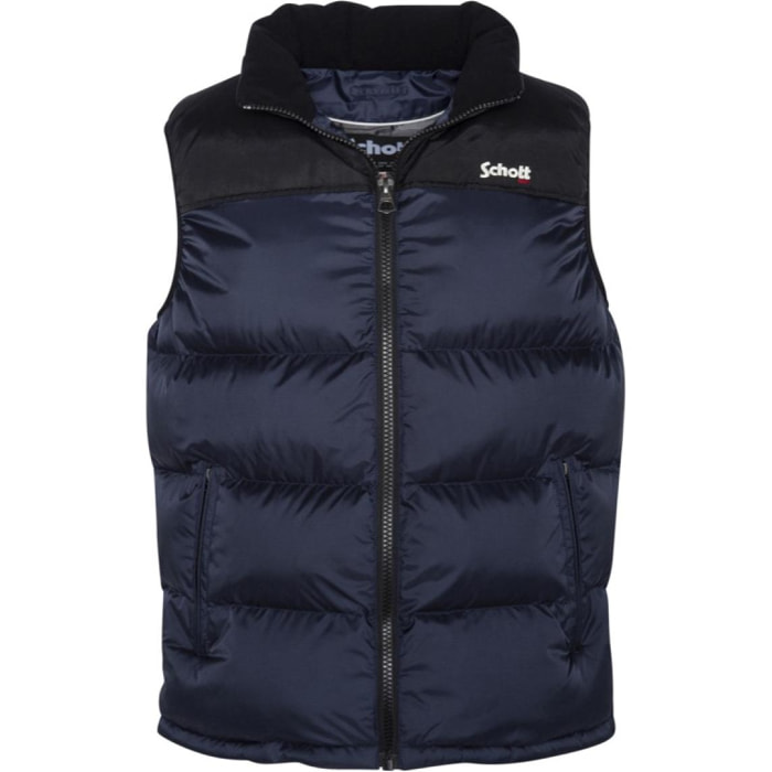 UTAHV PADDED VEST WITH YOKES & SCHOTT NYC EMBROIDERY BODY = 100% NYLON / YOKES = 60% COTTON 40% NYLON Blu