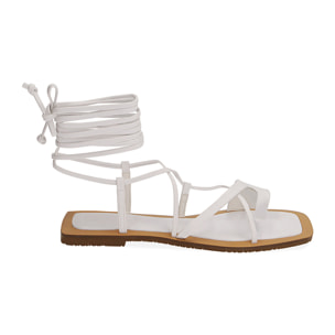 Sandali flat lace-up bianchi