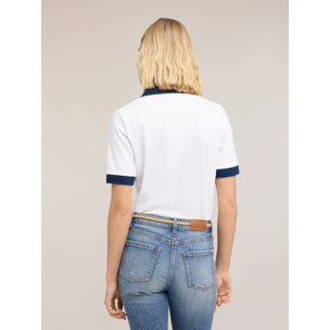 Motivi - Polo con cuello en contraste - Blanco