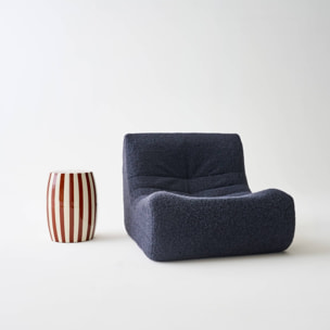 Table d'appoint, bout de canapé, table de chevet acier émaillé, rayures bicolores Ø35 x H 46cm MIZZY