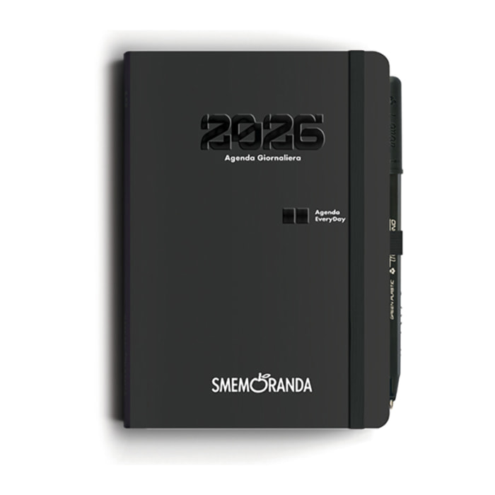 Agenda Smemoranda Everyday 2026 Giornaliera 12 mesi ,B6, nero