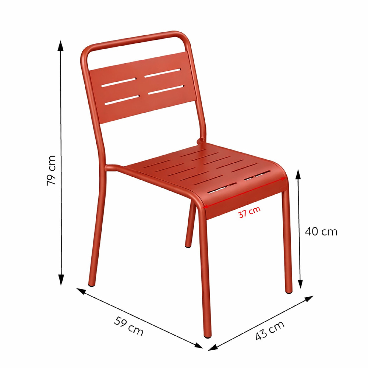 Ensemble table de jardin carrée 70cm et 4 chaises terracotta EVORA