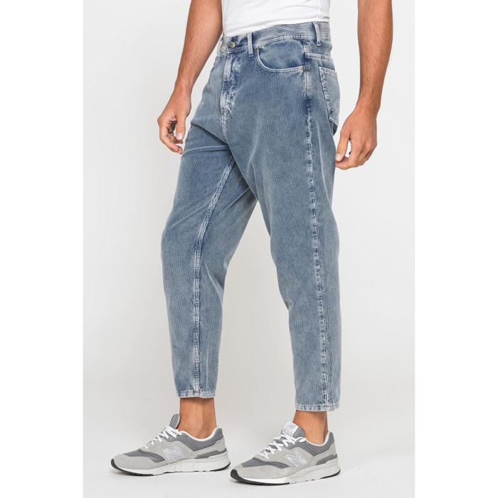 PANTALONE 5 TASCHE IN VELLUTO EFFETTO ACID WASH