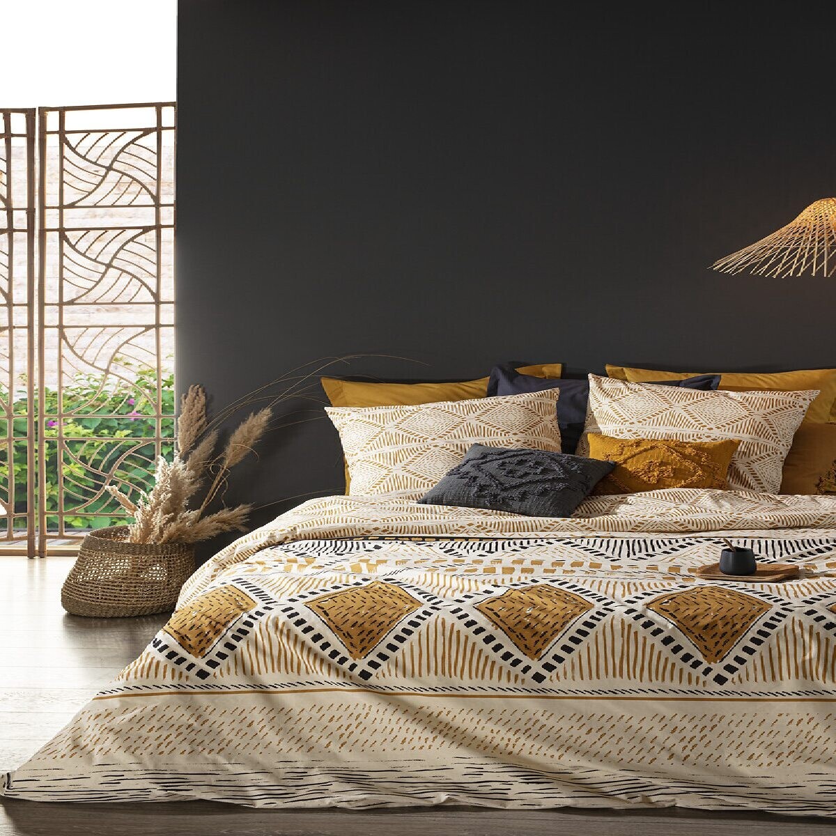 Parure de lit imprimée "Rayures Kilim" - coton 260x240 cm