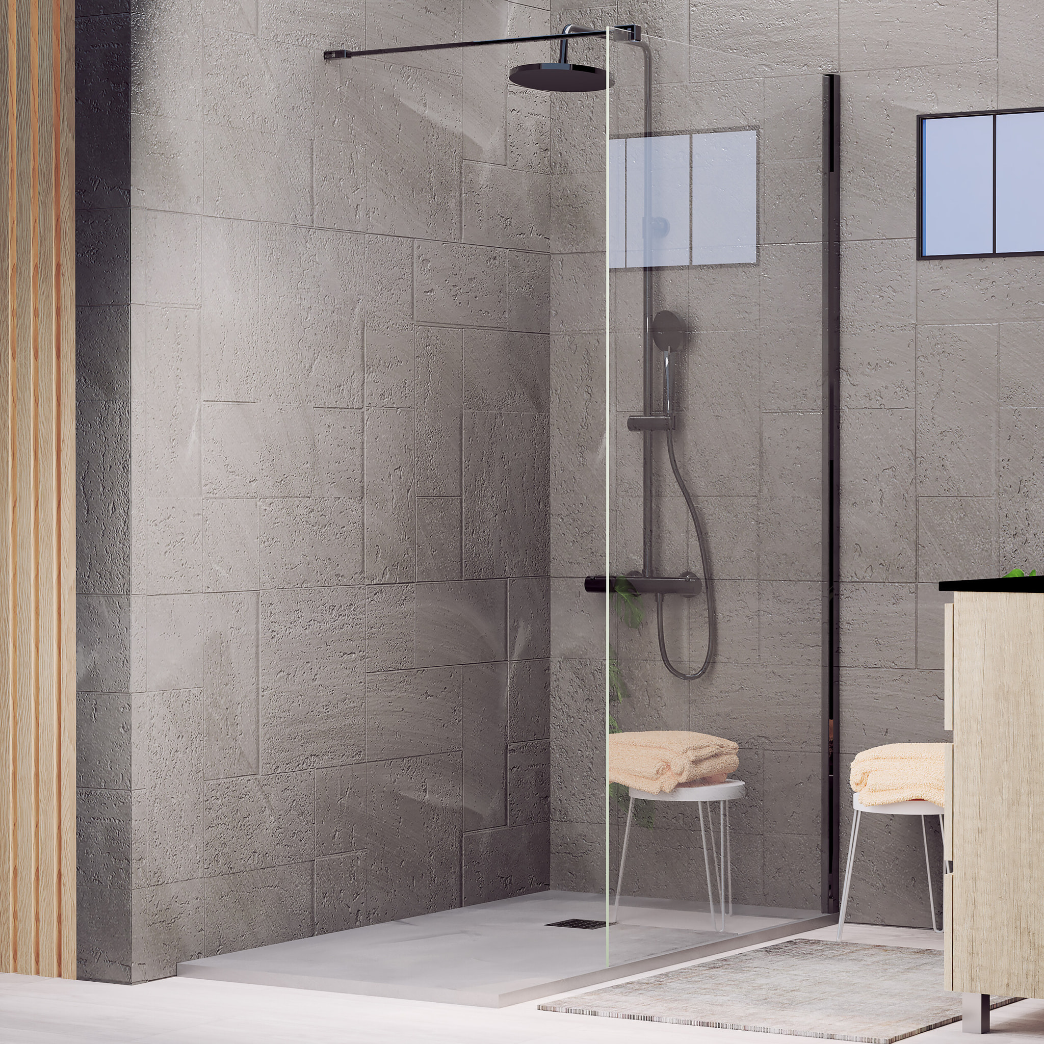 Paroi de douche Royal Noir 90cm