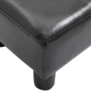 Reposapiés de Salón Taburete Bajo Tapizado en Cuero Sintético Otomana Rectangular con Estructura de Plástico para Sala de Estar Dormitorio Negro