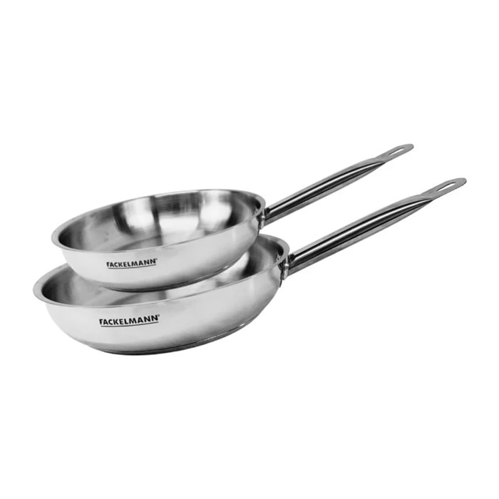 Set de 2 poêles 20 et 24 cm en inox Fackelmann Eterna