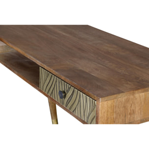 Escritorio de Madera de Mango 130 Cm Estilo Retro Moderno