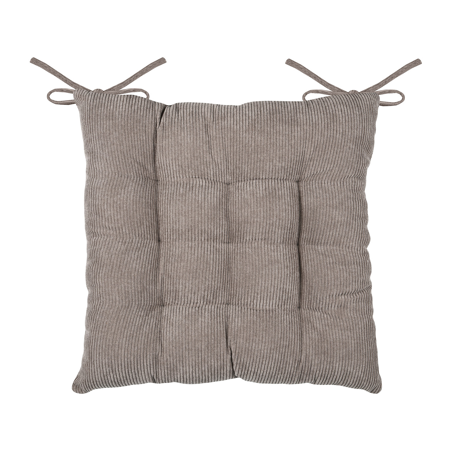 Galette de chaise carrée en velours côtelé - Taupe