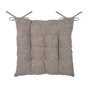 Galette de chaise carrée en velours côtelé - Taupe