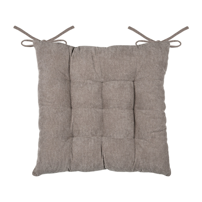 Galette de chaise carrée en velours côtelé - Taupe