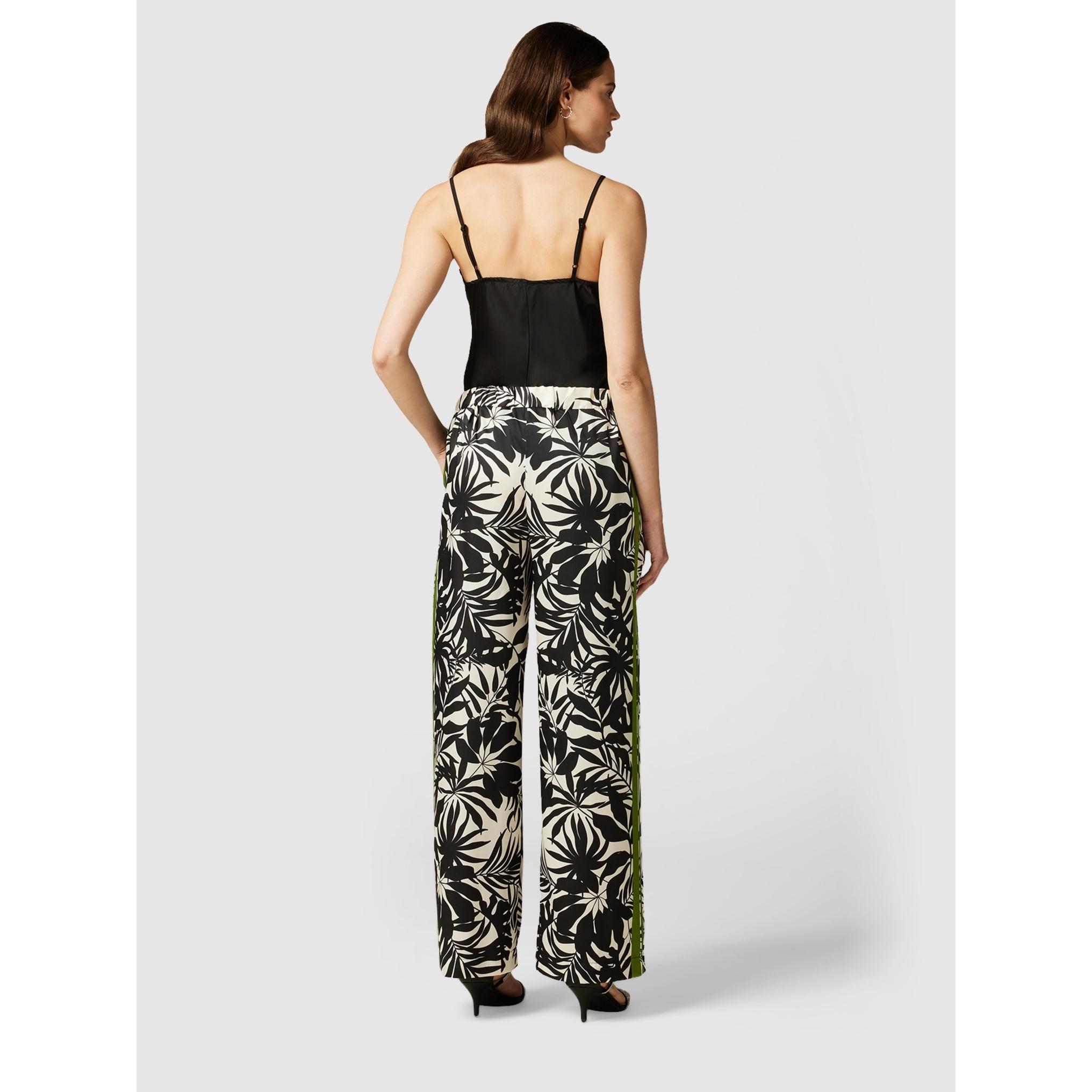 Oltre - Pantalones flowing de raso estampado - Negro