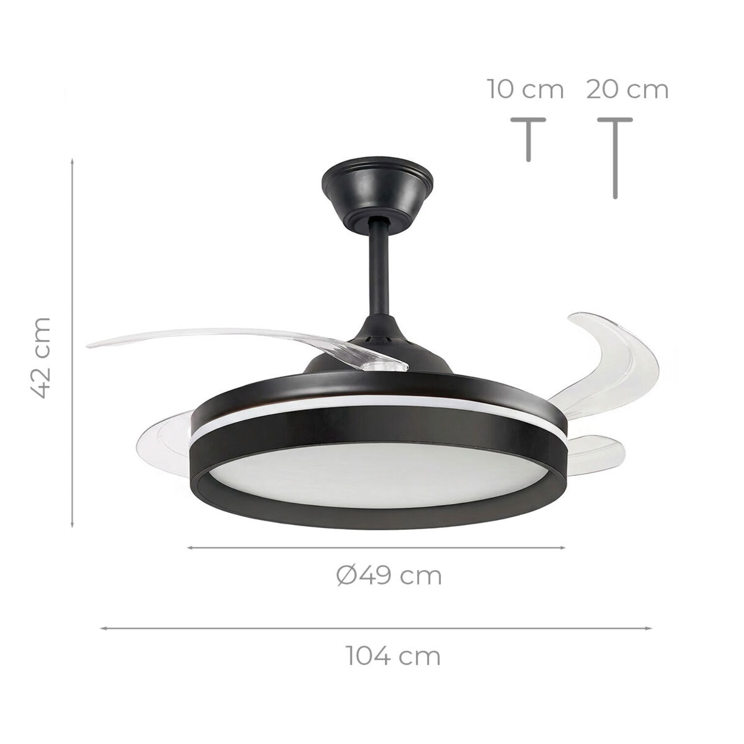 Ventilateur de plafond avec lumière LED, 4 pales rétractables et télécommande InnovaGoods