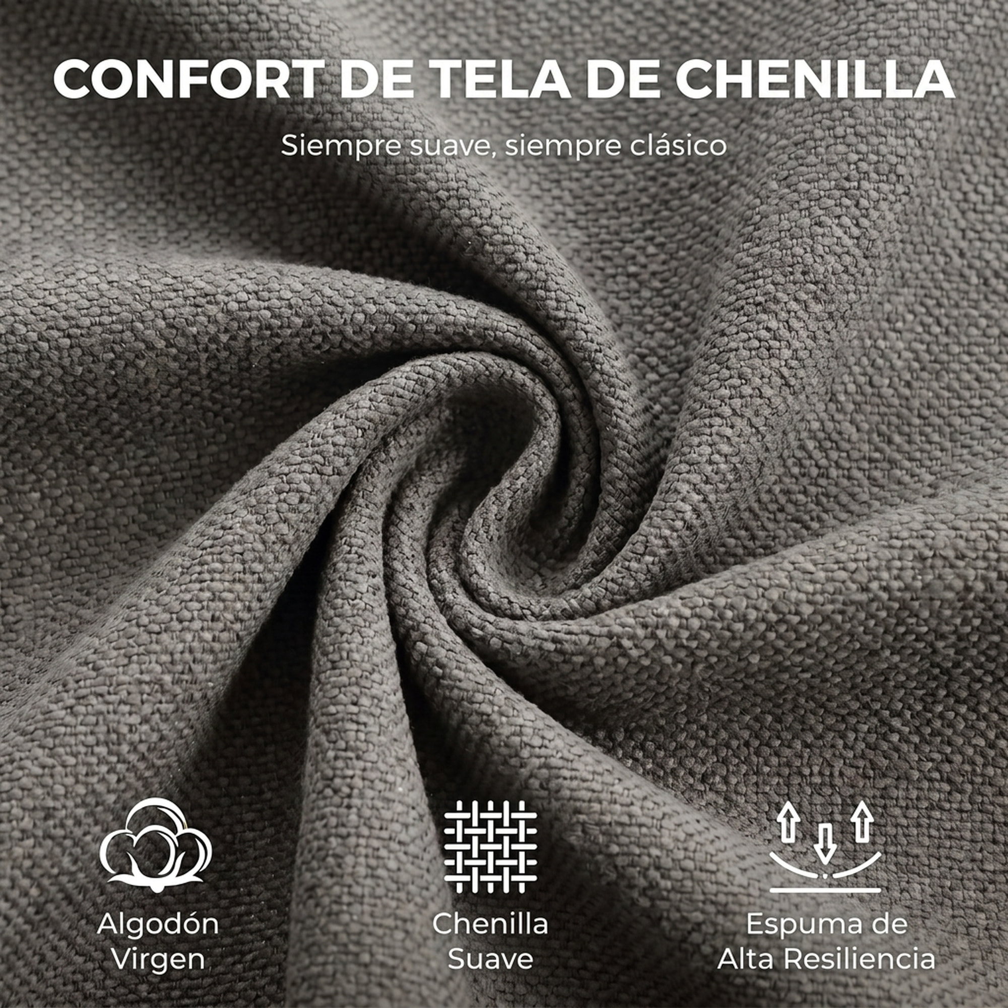 HOMCOM Silla de Oficina con Ruedas, Silla de Escritorio de Chenilla con Función Basculante, Acolchado Grueso, Altura Ajustable, Reposabrazos, para Casa, Oficina, Gris