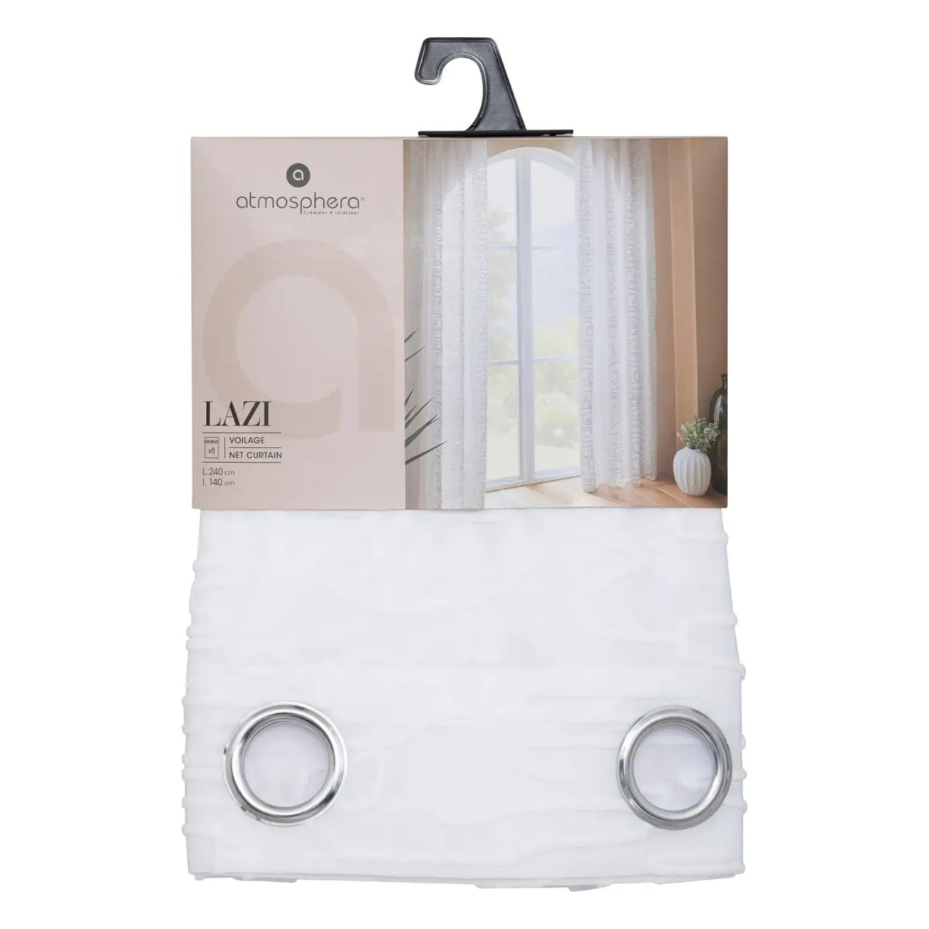 Voilage motif fleurs "Lazi" blanc 140x240cm