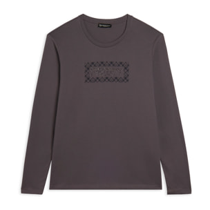 T-shirt comfort manica lunga con retro stampato