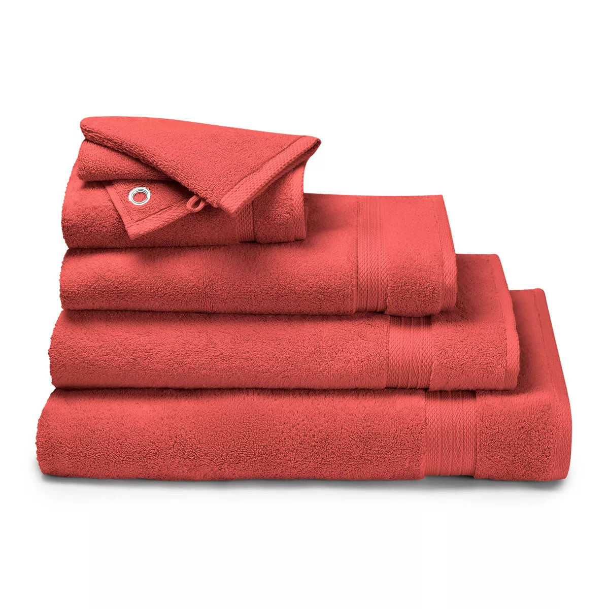Carre avec oeillet pur coton 550 g/m² uni rose Elea corail