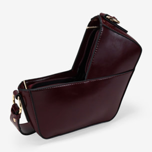 Bolso pequeño de hombro burdeos brillante