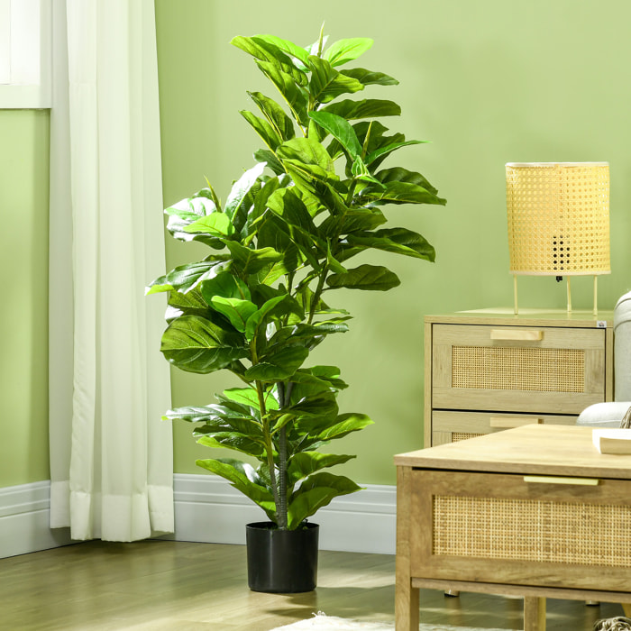 Planta Ficus Artificial 110 cm Árbol Artificial con 90 Hojas Musgo y Maceta Planta Artificial Decorativa para Interior y Exterior Hogar Salón Verde