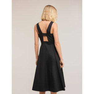Motivi - Vestido flare en algodón técnico - Negro