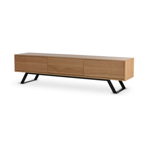 Zapallar - meuble TV - bois et noir - 206 cm - Noir / Bois