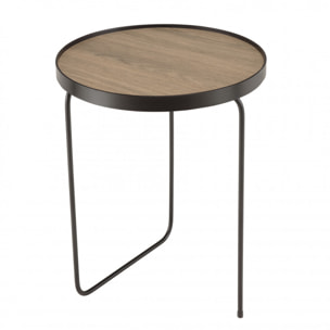 FLEUR - Table d'appoint ronde 40x40cm mocha pieds asymétriques métal