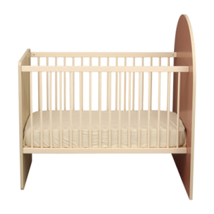 Lit bébé évolutif 120x60 en 90x190 - décor bois chêne sépia forme arche