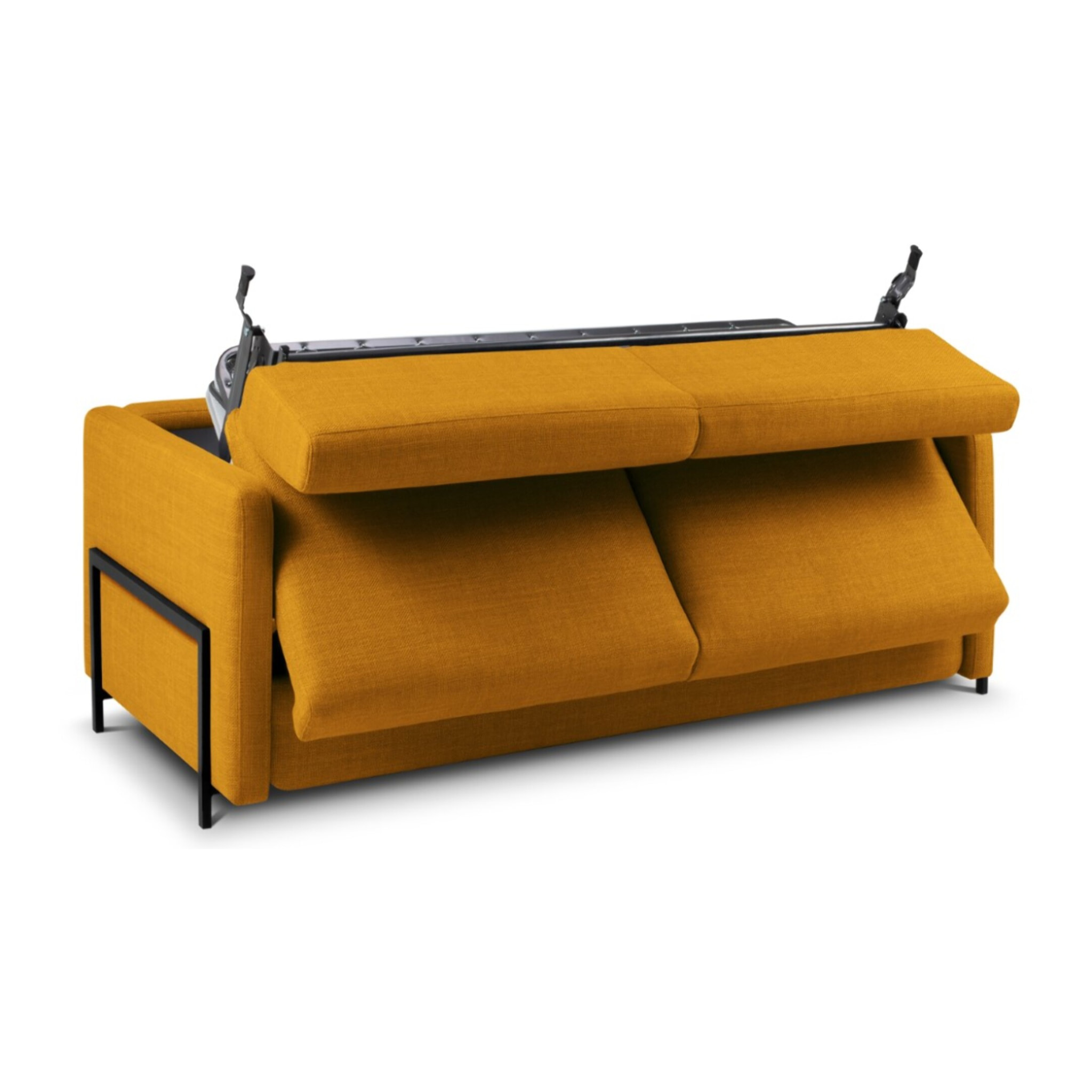 Canapé convertible "Yanis" 2 places en tissu structurel or