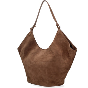 Borsa a spalla da donna - Modello Lisboa - Pelle Scamosciata - 27.0 x 38.0 x 21.5 cm