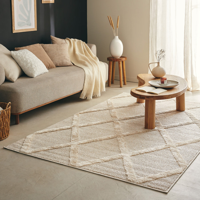 HARMONIE - Tapis motif losange crème